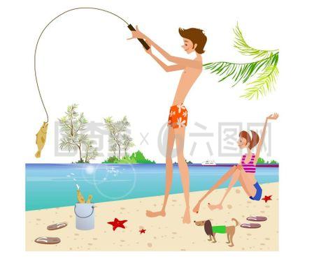 海邊釣魚的人